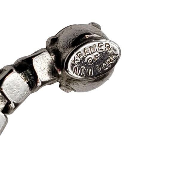 Kramer NY Rhinestone Choker Tennis Necklace Silver Tone Vintage Bride Wedding - Picture 4 of 8